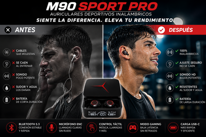 M90 Sport Pro™ | Auriculares Bluetooth Impermeables con Sonido HD